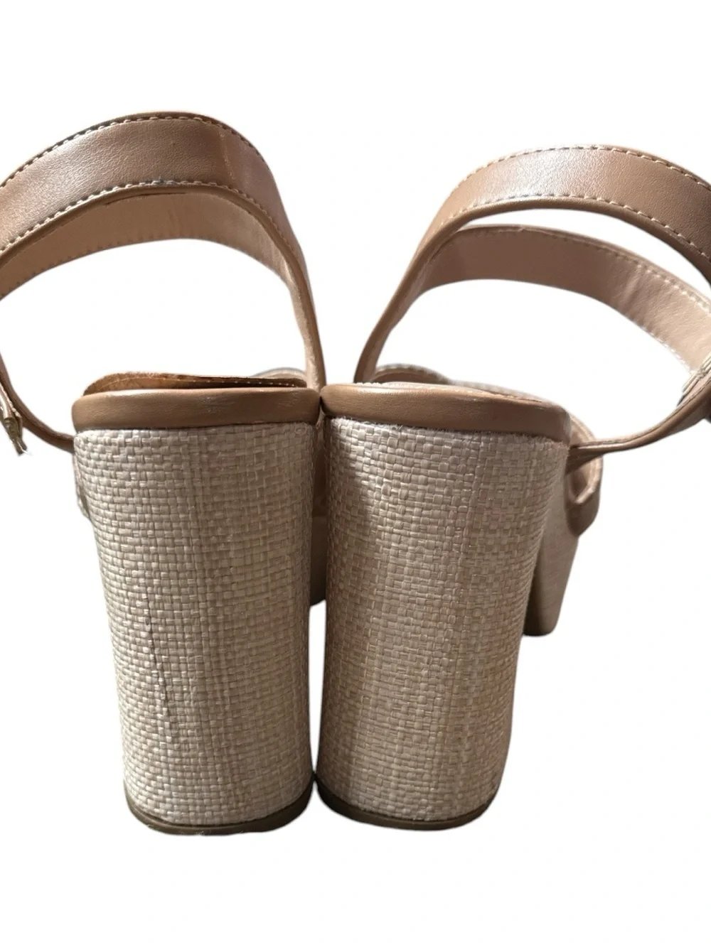 Dolce Vita Womens Size 8.5 Chunky Tan Platform Sandals with Woven Heel Summer